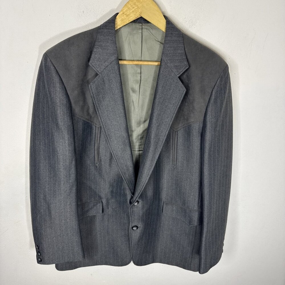 Circle S 42R Western Blazer Gray Pinstripe Cowboy‎ Ranch Jacket USA